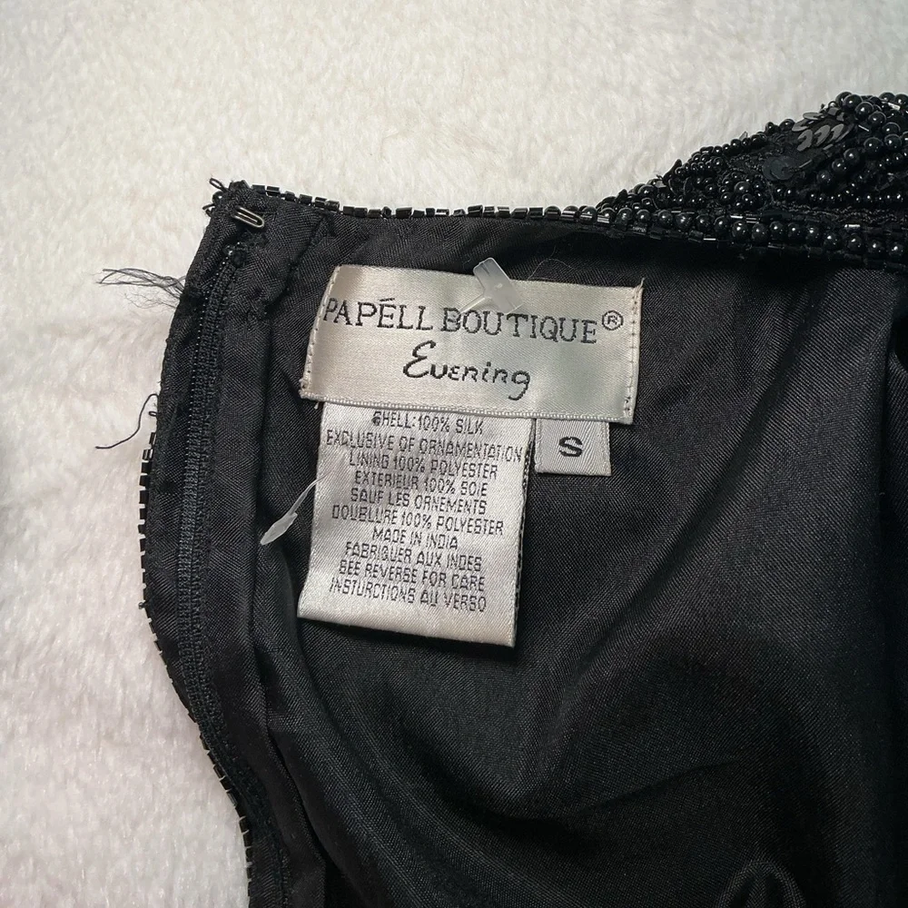 Vintage Black Beaded Short Sleeve Women's Top - Picture 4 of 12